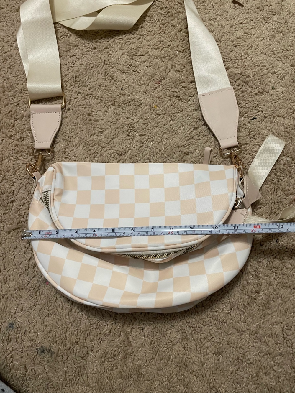 Checkered Cream and White Women's Bag - Picture 10 of 11